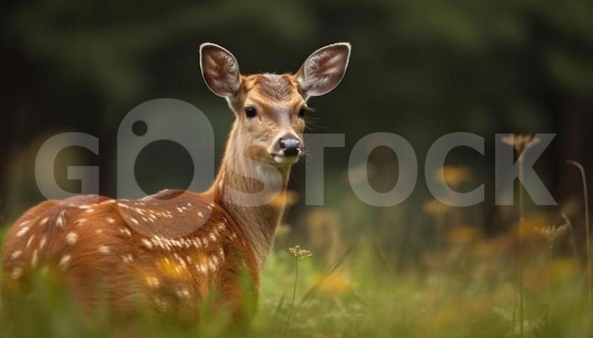 Spotted fawn grazes quietly rural meadow generated by ai 188544 13935 jpg
