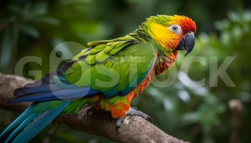 Vibrant macaw perched branch rainforest generated by ai 188544 47067 jpg