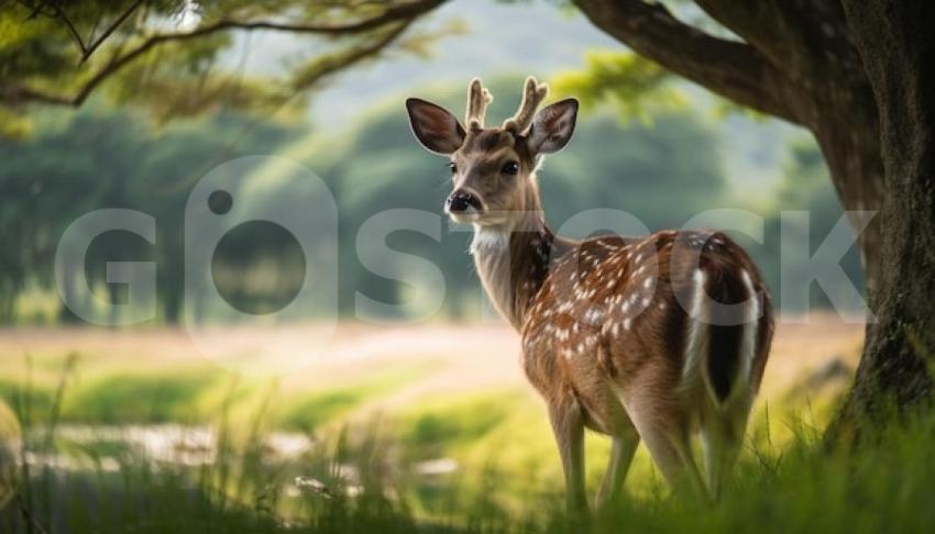 Cute doe grazing green meadow generated by ai 188544 34778 jpg
