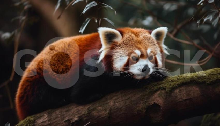 Red panda sitting branch staring ahead generated by ai 188544 44992 jpg